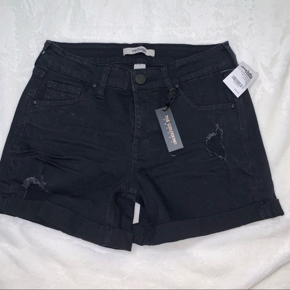 Black jean shorts